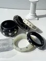 Bracelet résine irrégulier noir et blanc punk pour femmes – 2