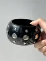 Bracelet résine irrégulier noir et blanc punk pour femmes – 5