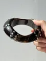 Bracelet résine irrégulier noir et blanc punk pour femmes – Couleur du métal COULEUR OR ROSE (E)