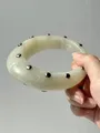 Bracelet résine irrégulier noir et blanc punk pour femmes – Couleur du métal Couleur or jaune clair (A)
