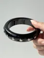 Bracelet résine irrégulier noir et blanc punk pour femmes – Couleur du métal Couleur or (B)