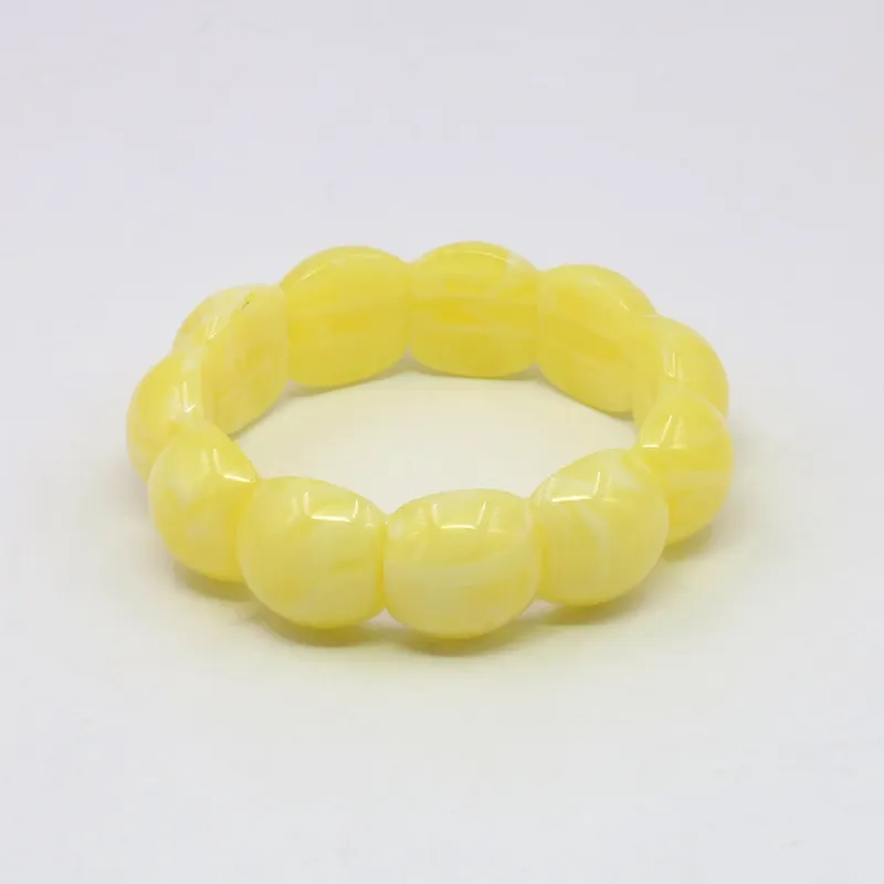 Bracelet résine jaune gras de poulet élastique