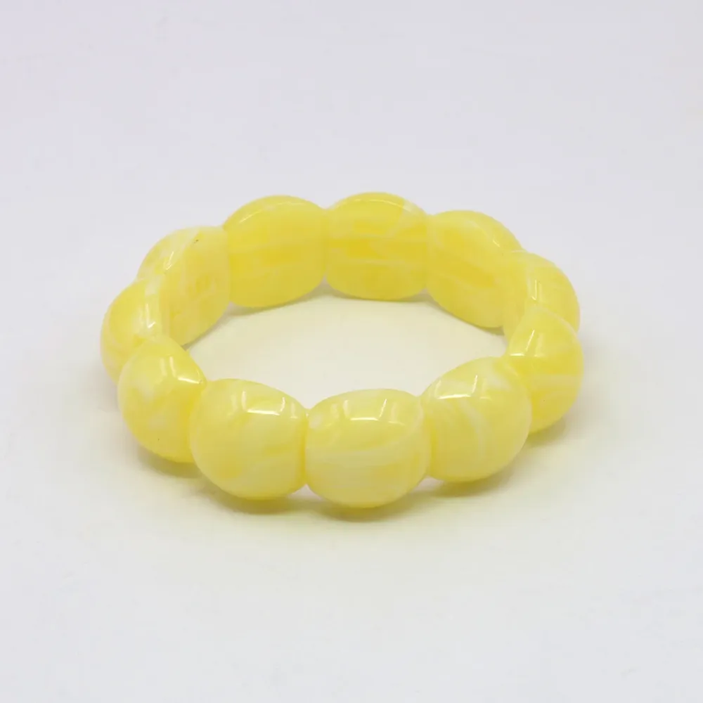 Bracelet résine jaune gras de poulet élastique