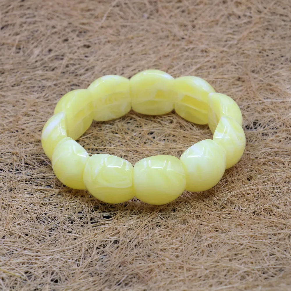 Bracelet résine jaune gras de poulet élastique