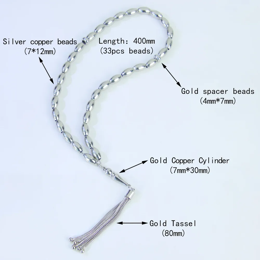Bracelet résine perles islamique arabe plaqué or
