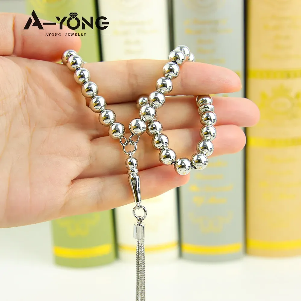 Bracelet résine perles islamique arabe plaqué or