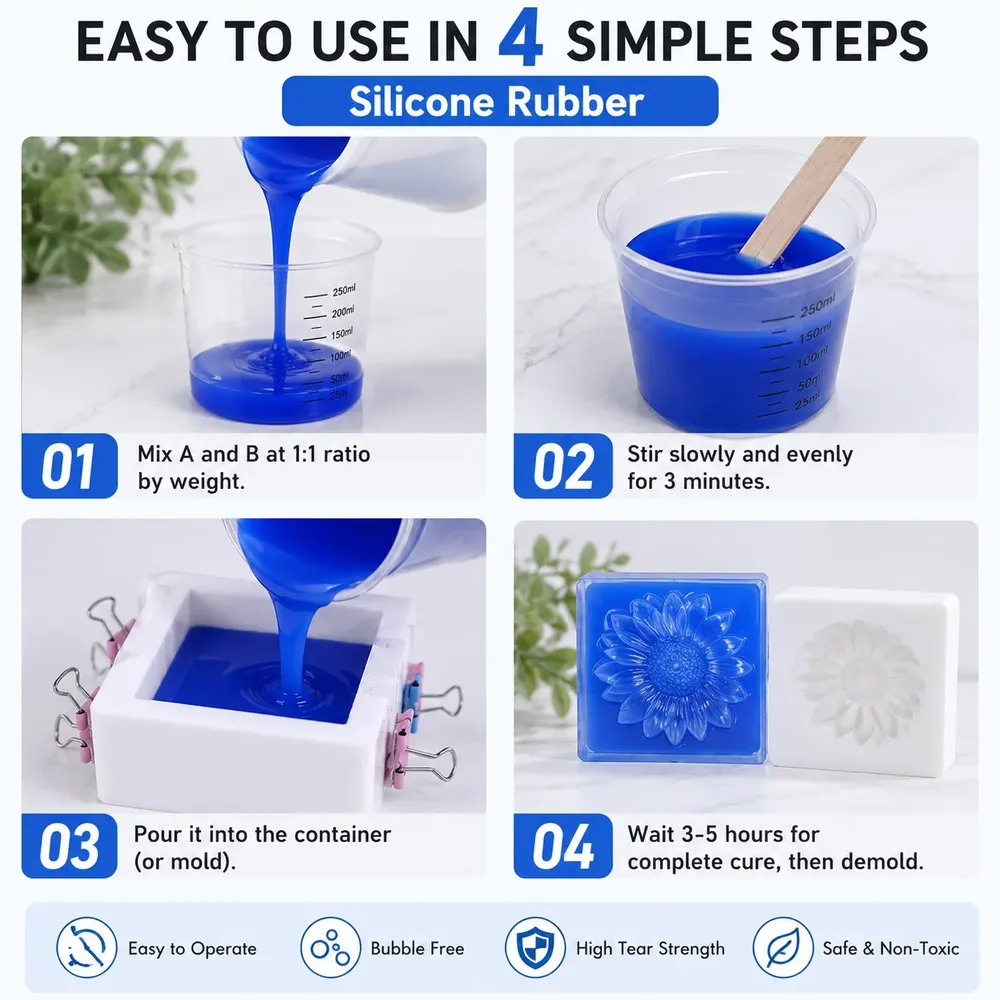 Caoutchouc silicone liquide bleu pour moules DIY 200 à 946 ml