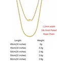 Chaîne corde argent 925 plaqué or 1.2mm à 3.3mm – Gem Color 1.2mm-18k
