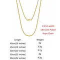 Chaîne corde argent 925 plaqué or 1.2mm à 3.3mm – Gem Color 1.5mm-18k