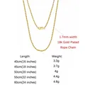 Chaîne corde argent 925 plaqué or 1.2mm à 3.3mm – Gem Color 1.7mm-18k