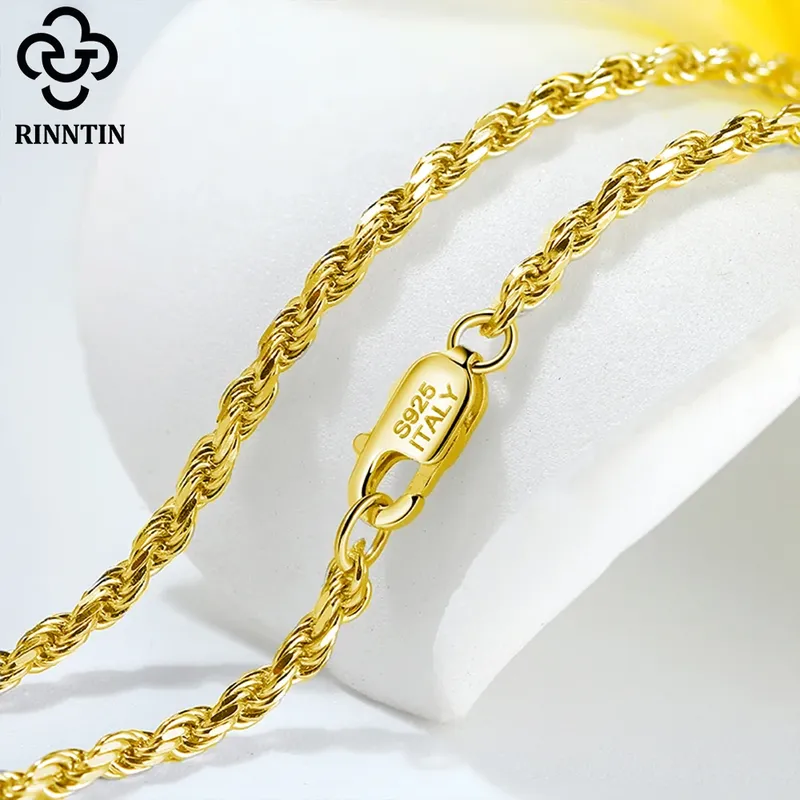 Chaîne corde argent 925 plaqué or 1.2mm à 3.3mm