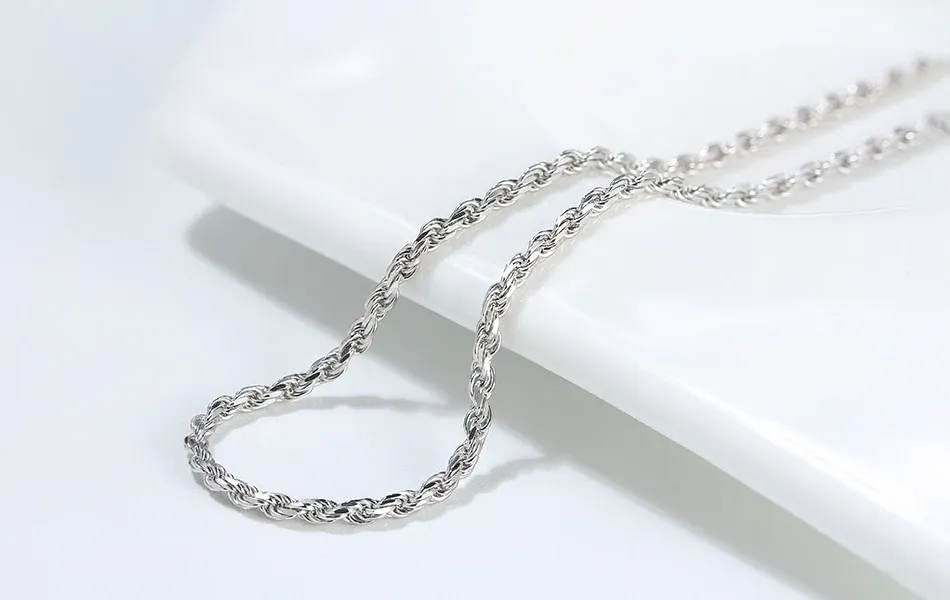 Chaîne corde argent 925 plaqué or 1.2mm à 3.3mm