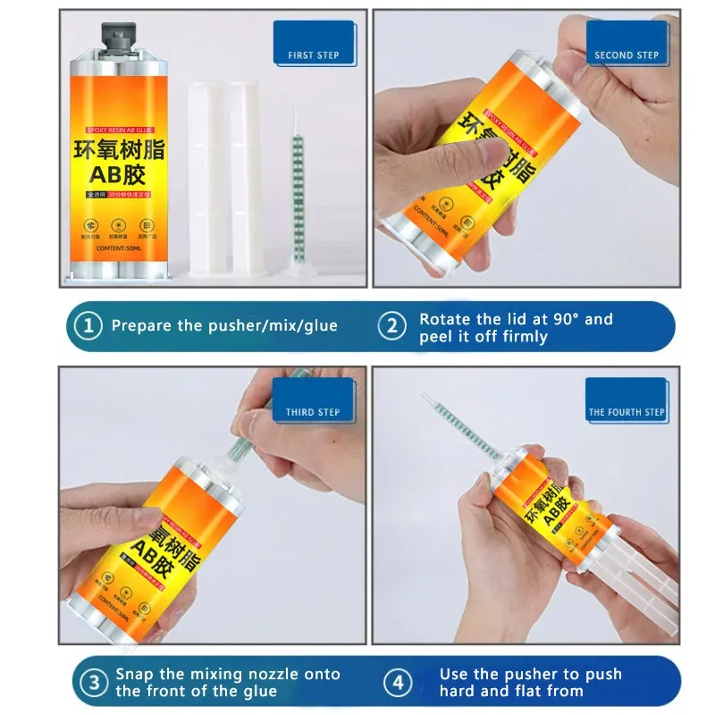 Colle époxy AB 50 ml à séchage rapide pour cuir, caoutchouc et métal