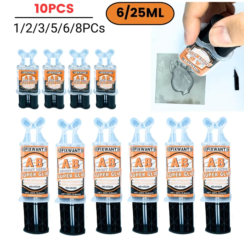 Colle époxy AB 6 ml à 25 ml x2 à x10 réparation rapide pour bois et métal