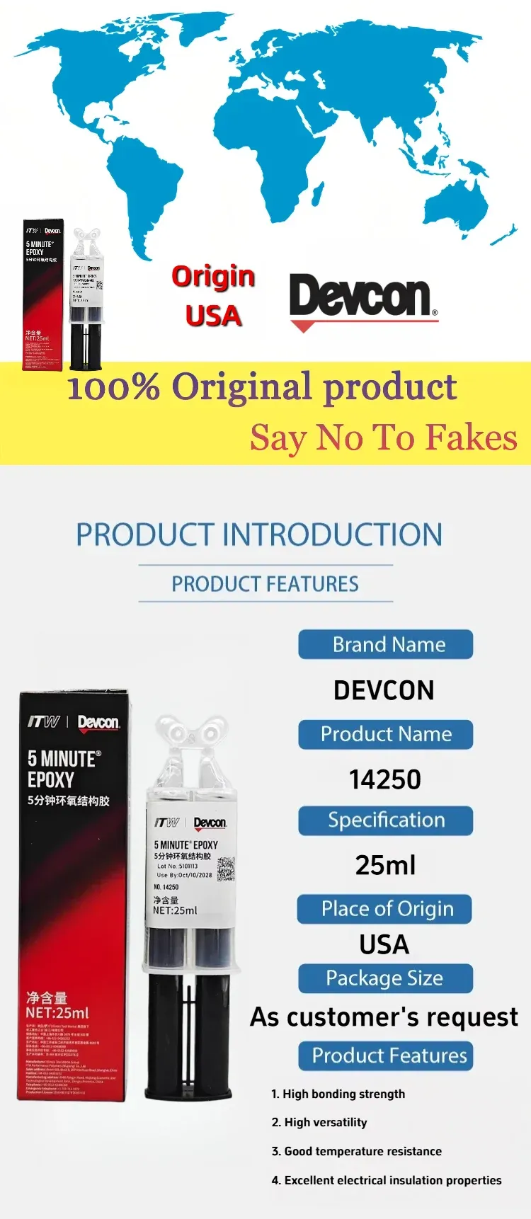 Colle époxy AB Devcon 25 ml à durcissement rapide pour métal et bois
