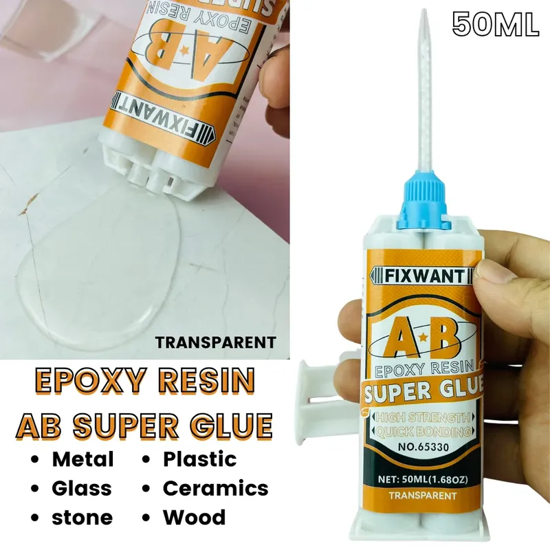 Colle époxy AB transparente 50 ml durcissement rapide