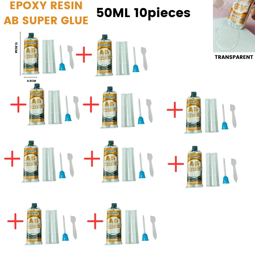 Colle époxy AB transparente 50 ml durcissement rapide
