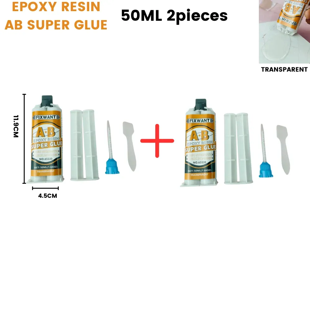 Colle époxy AB transparente 50 ml durcissement rapide
