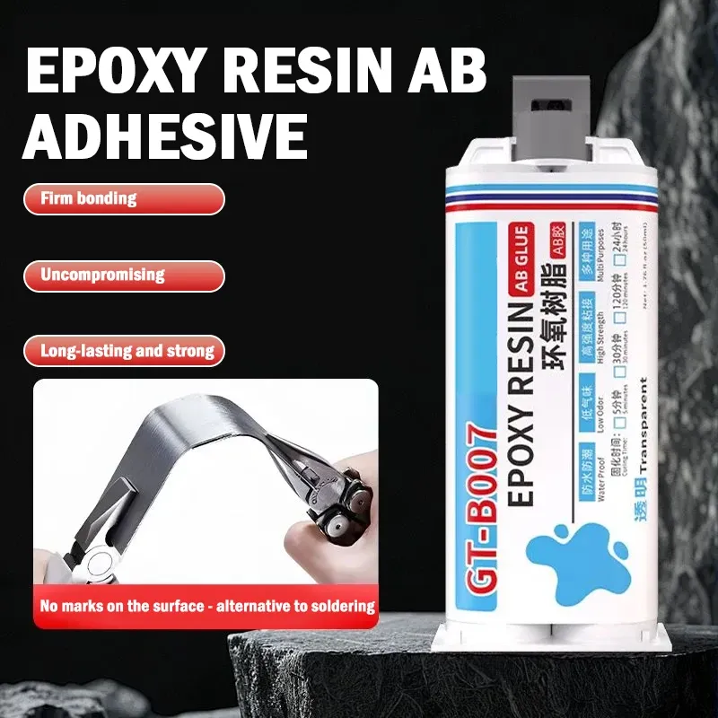 Colle époxy AB transparente séchage rapide 50 ml haute résistance