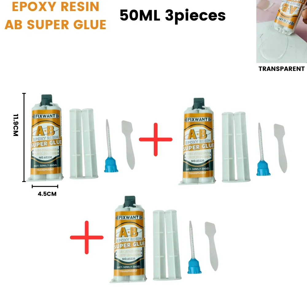 Colle époxy résine AB transparente 50 ml 1 à 8 pièces