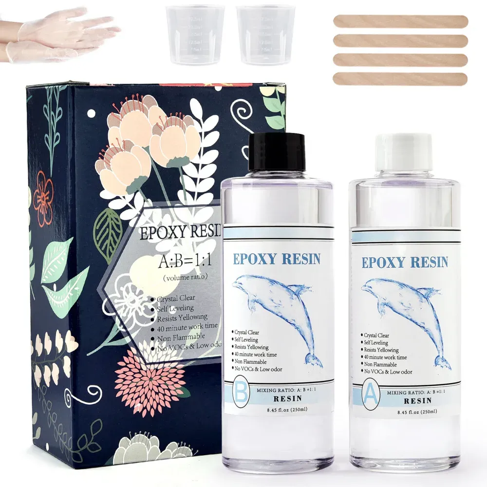 Colle résine époxy transparente 1:1 50 à 250 ml pour bijoux