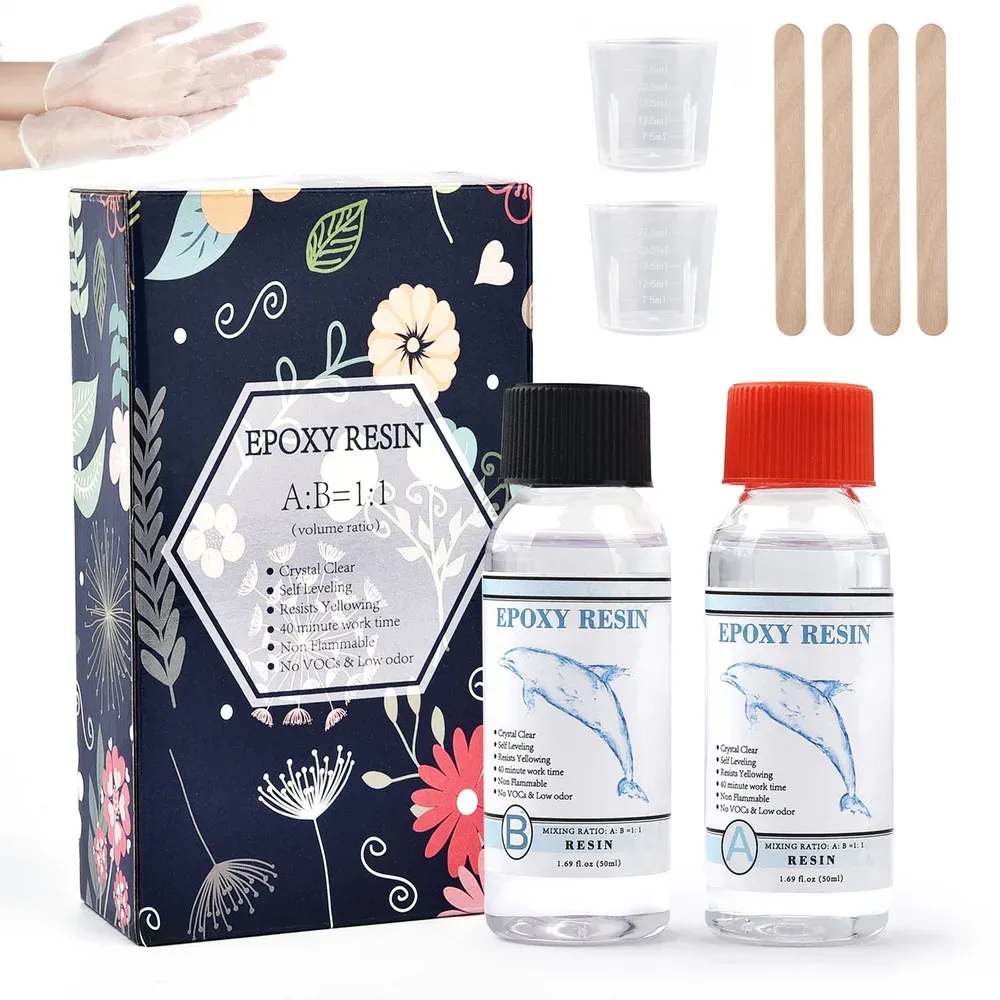 Colle résine époxy transparente 1:1 50 à 250 ml pour bijoux