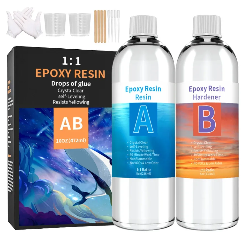 Colle résine époxy transparente 1:1 50 à 250 ml pour bijoux