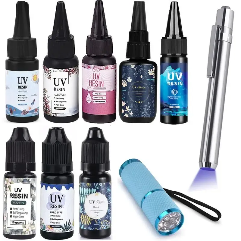 Colle résine UV 10 à 60 g transparente résistante UV bijoux