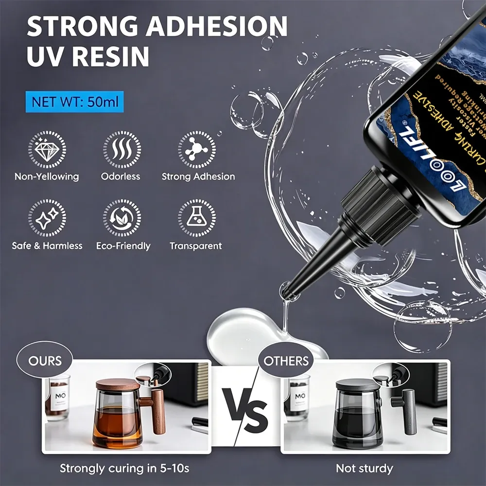 Colle résine UV 50 ml faible viscosité séchage rapide bijoux