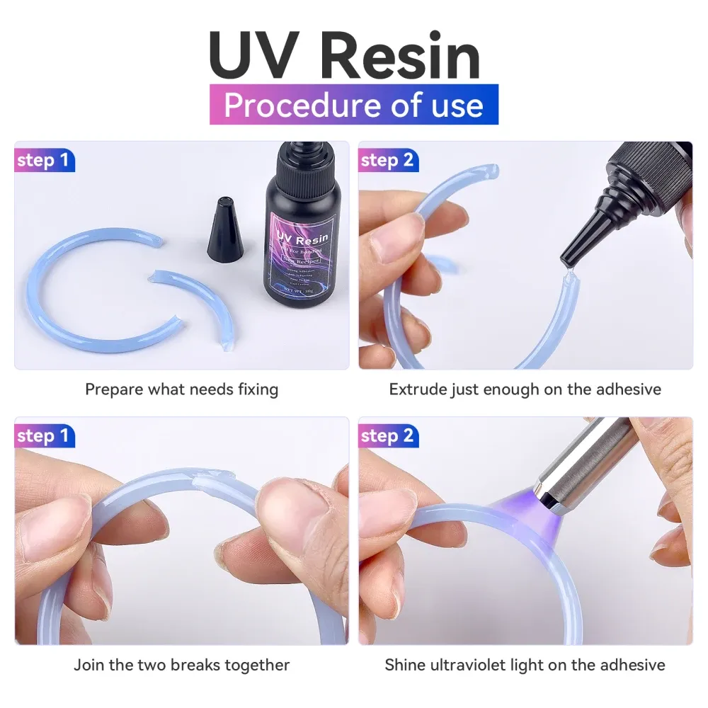 Colle soudure UV 20 à 50 g durcissement rapide pour réparation