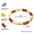 Collier résine ambre marron tube acier inoxydable – 6