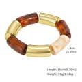 Collier résine ambre marron tube acier inoxydable – Metal Color bracelet 01