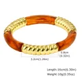 Collier résine ambre marron tube acier inoxydable – Metal Color bracelet 02
