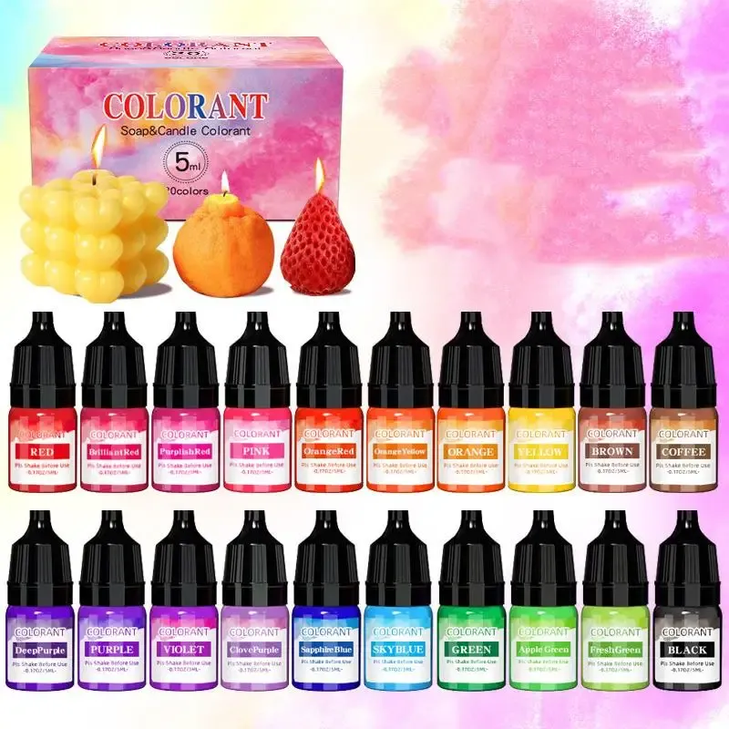 Colorant liquide 20 couleurs pour bougies et résine