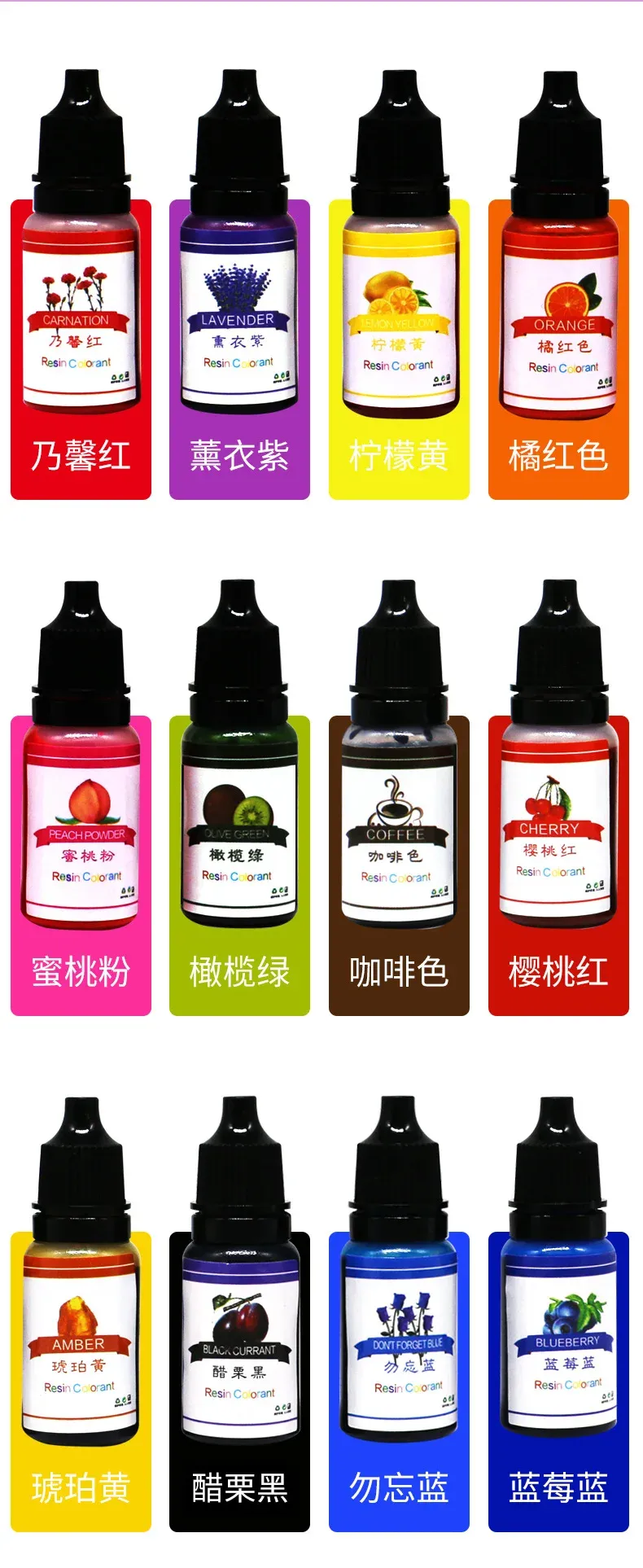 Colorant liquide concentré 12 couleurs pour résine
