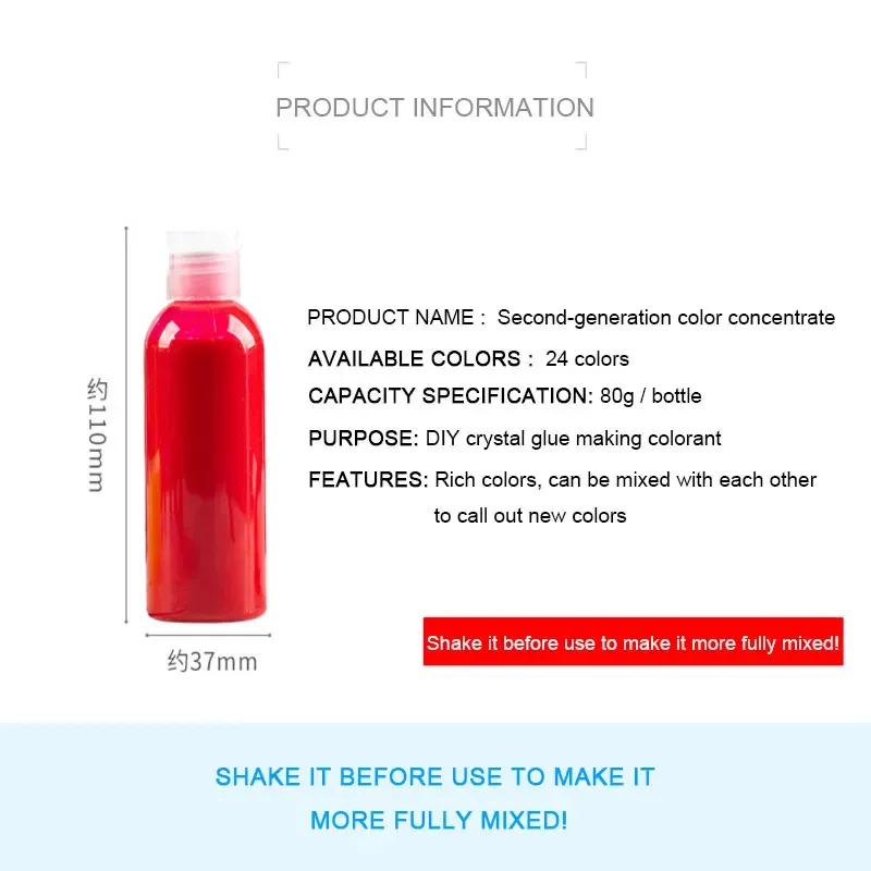 Colorant liquide concentré lumineux 80 g pour résine