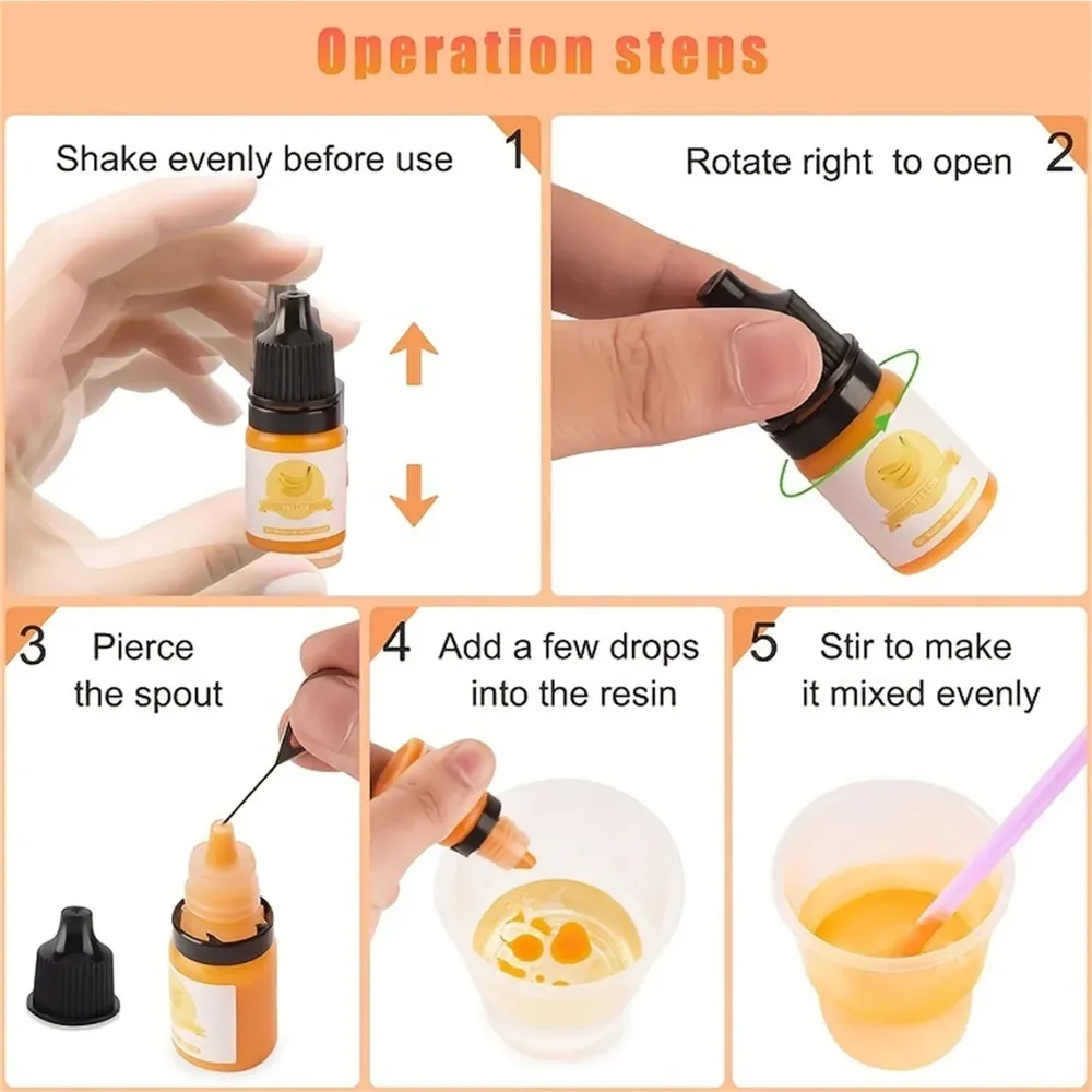 Colorant liquide concentré translucide 10 couleurs pour résine