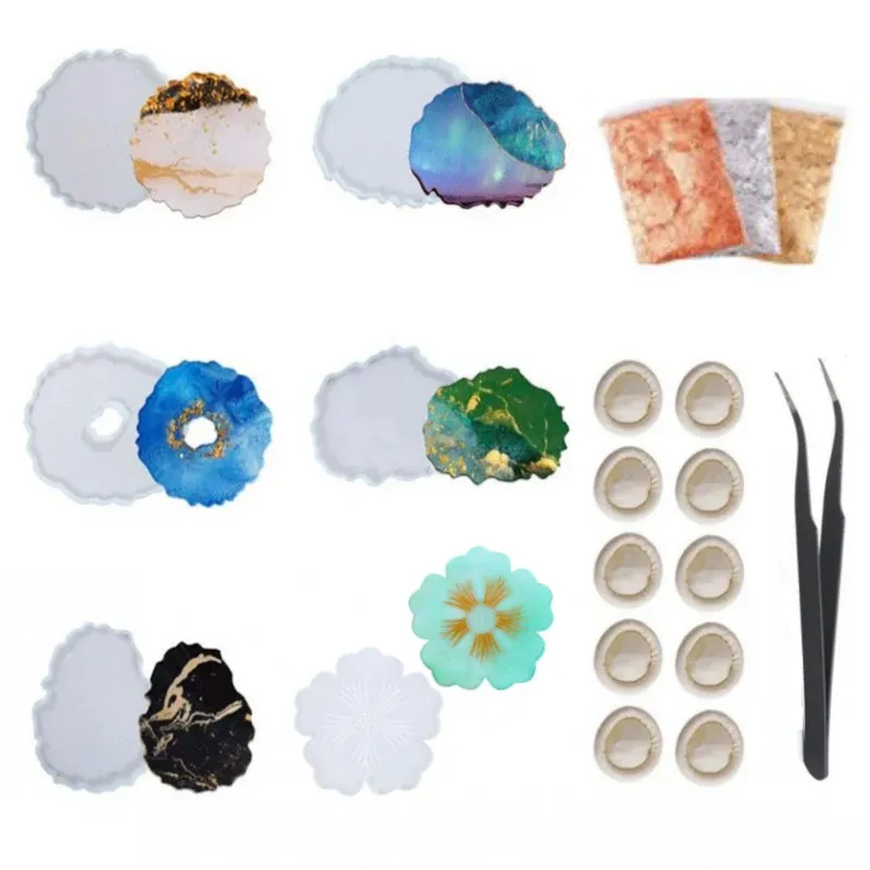Ensemble 10 moules résine, tasse, savon, cendrier, pot fleur