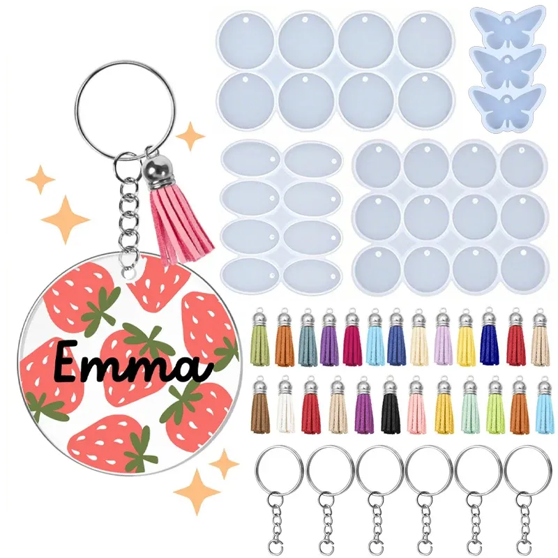 Ensemble moules silicone rond et ovale pour bijoux