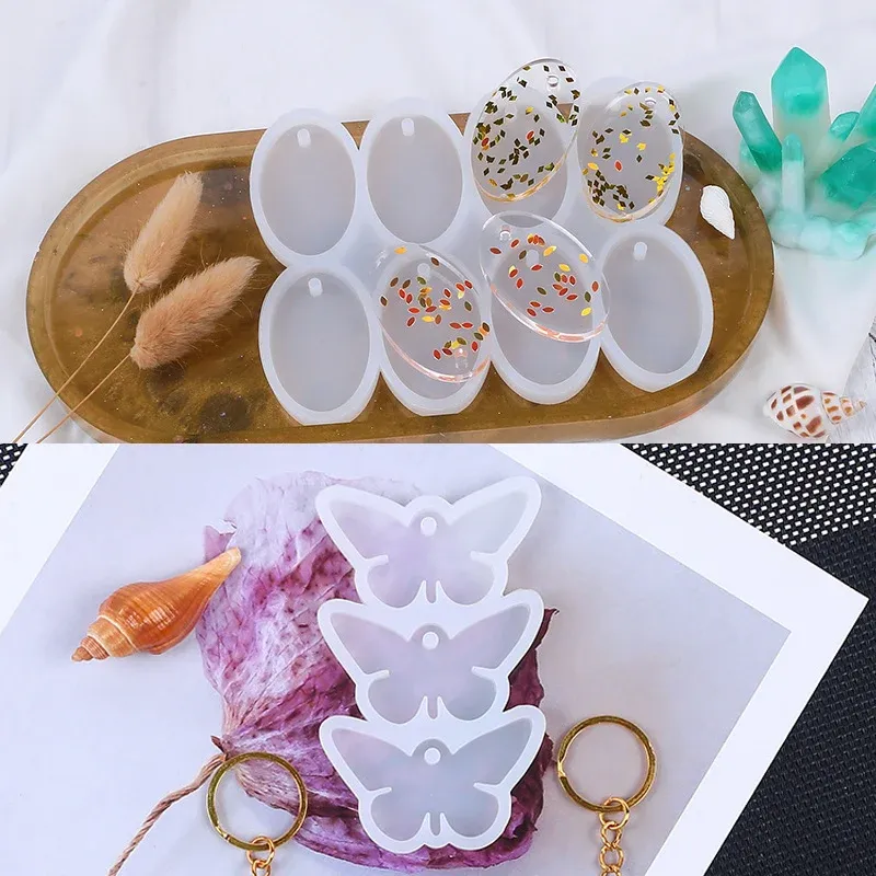 Ensemble moules silicone rond et ovale pour bijoux