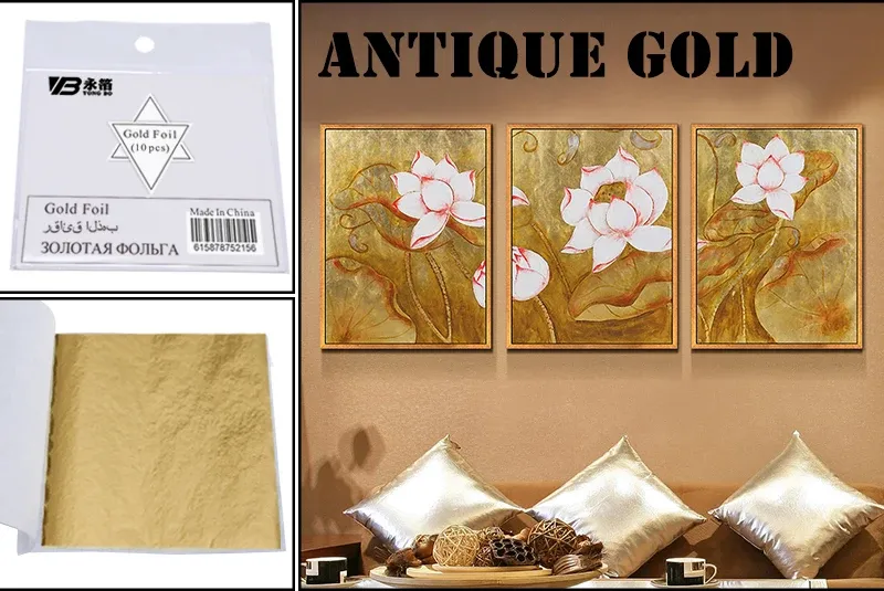 Feuilles d'or imitation 10 pièces 8x8.5 cm pour artisanat