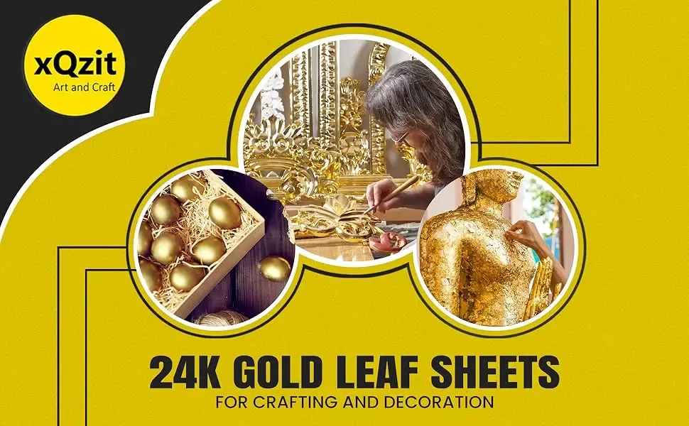 Feuilles d'or pur 24 carats 2,5 à 6 cm pour artisanat