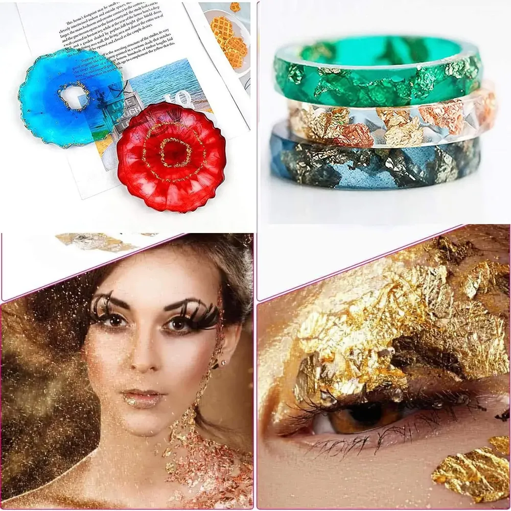 Flocons et paillettes feuilles d'or pour résine et nail art