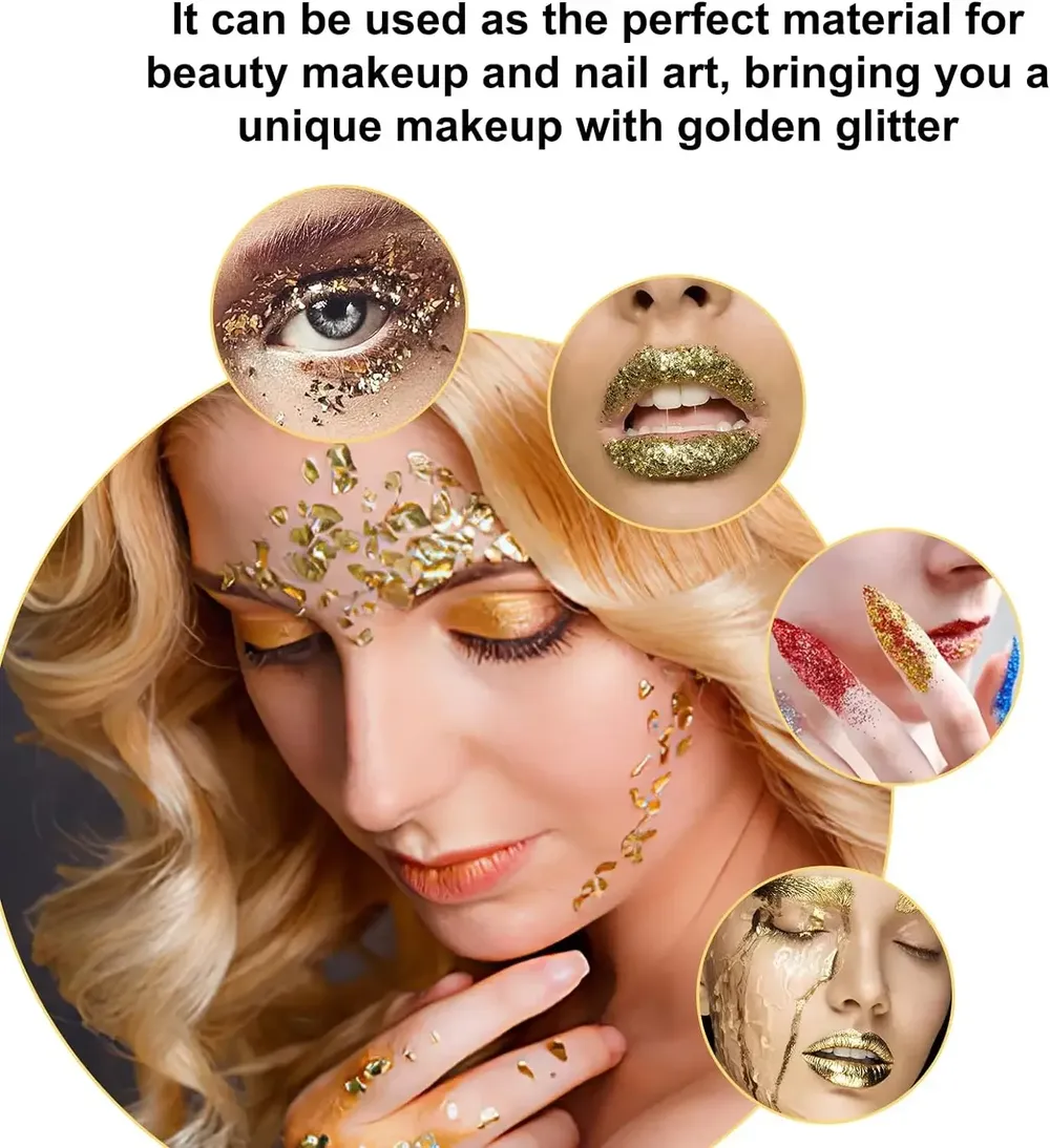Flocons et paillettes feuilles d'or pour résine et nail art
