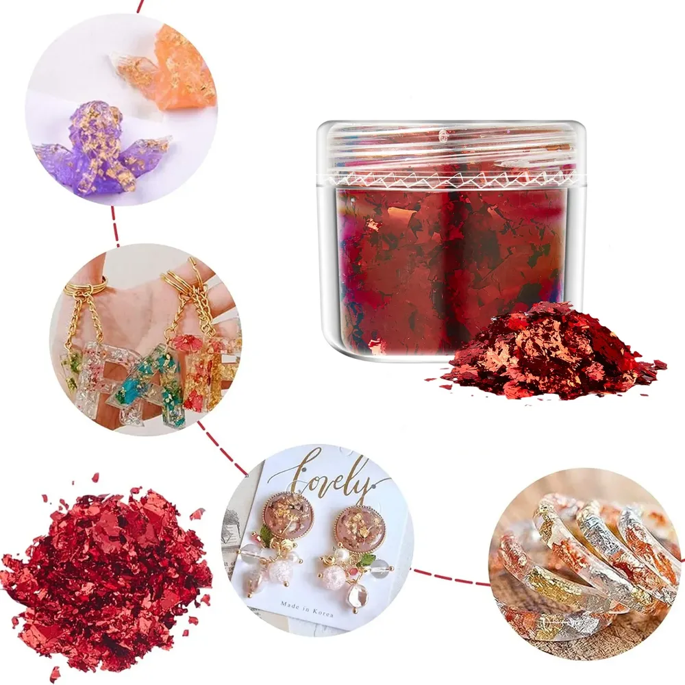 Flocons et paillettes feuilles d'or pour résine et nail art