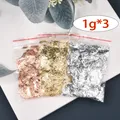 Flocons feuilles d'or imitation 1 à 10 g pour nail art – Couleur 3bags total 3g