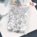 Flocons feuilles d'or imitation 1 à 10 g pour nail art – Couleur 5g slivery