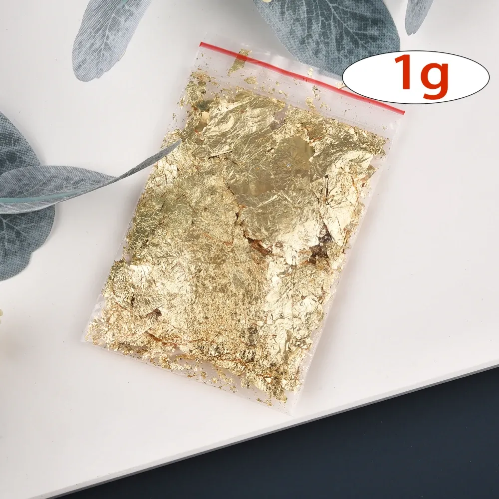 Flocons feuilles d'or imitation 1 à 10 g pour nail art