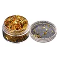 Flocons feuilles noires et or pour nail art et résine – Couleur B Gold