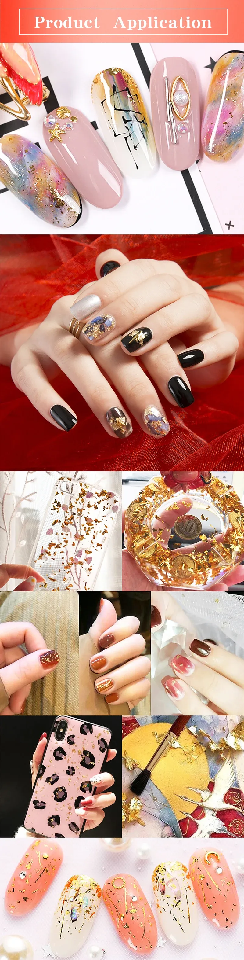 Flocons feuilles noires et or pour nail art et résine
